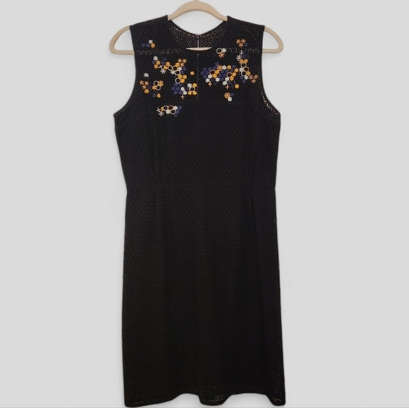 Aubin & Wills Embroidered Floral Black Dress Size 12 (UK) US size 8, 100% cotton - Picture 2 of 10